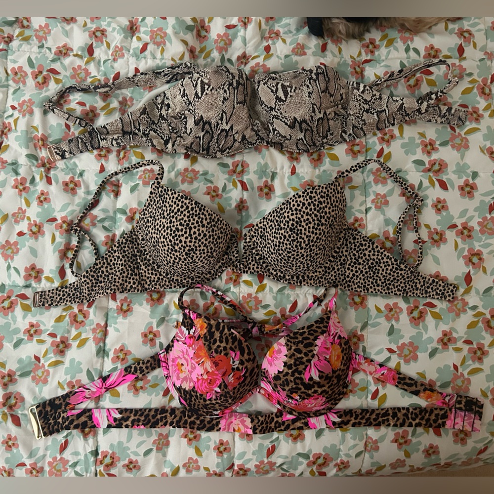 Leopard & Snake Print Bikini Tops - Mixed Animal Prints